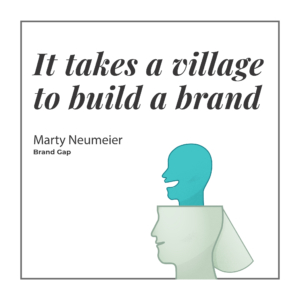 Quote from Brand Gap, "It takes a village to build a brand."