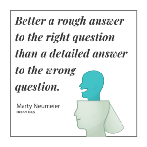 Quote from Brand Gap, "Better a rough answer to the right question than a detailed answer to the wrong quesion"